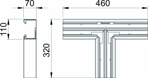 T-Stück GEB-K 110x70mm UT Kst rws RAL9010 unbeh