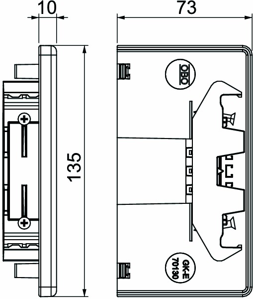 Endstück GEB-K 130x70mm Kst li/re rws RAL9010 unbeh