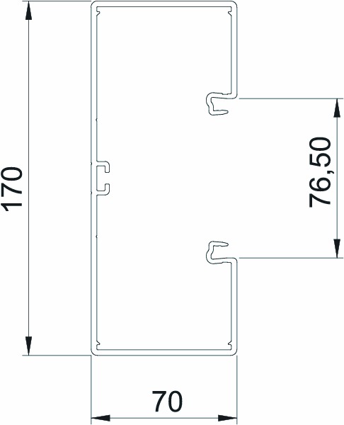 Geräteeinbaukanal Kst 170x70mm rws GEB-K RAL9010 unbeh 10100qmm 2000mm