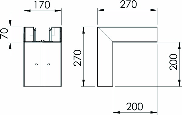 Außeneck GEB-K 70x170mm UT 90° Kst rws RAL9010 unbeh