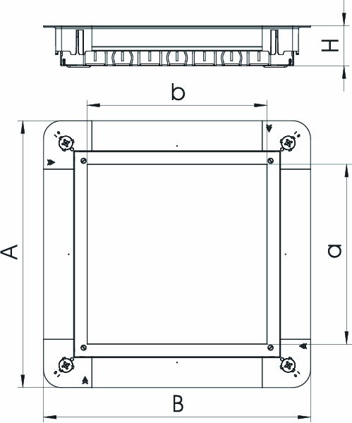 Unterflur-Gerätedose 9f quadrat 55-80mm