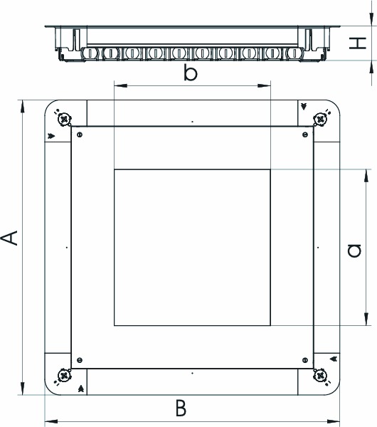 Unterflur-Gerätedose 9f quadrat 55-80mm