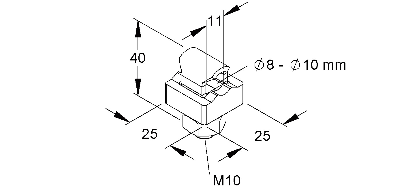 Anschlussklemme Guss Ø7-10 8-10mm 10,5mm unbeh