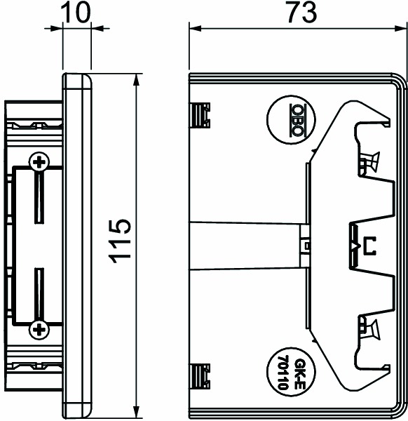 Endstück GEB-K 110x70mm Kst li/re rws RAL9010 unbeh