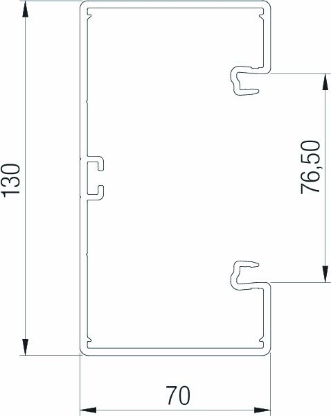 Geräteeinbaukanal Kst 130x70mm rws GEB-K RAL9010 unbeh 7600qmm 2000mm