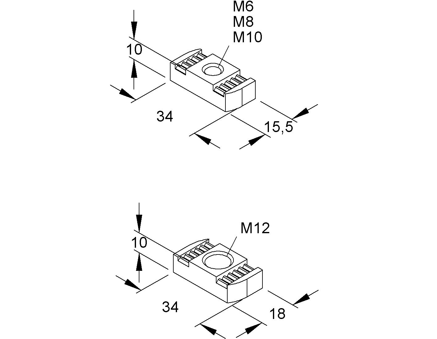 Gleitmutter M6 ST f/vz