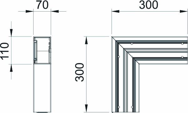 Flachwinkel GEB-K UT 70x110mm Kst rws unbeh RAL9010