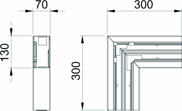 Flachwinkel GEB-K UT 70x130mm Kst rws unbeh RAL9010