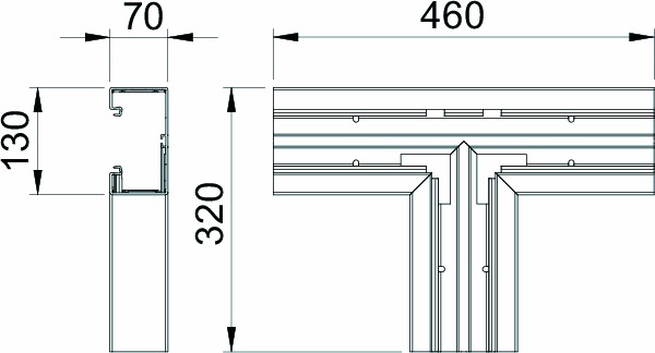 T-Stück GEB-K 130x70mm UT Kst rws RAL9010 unbeh