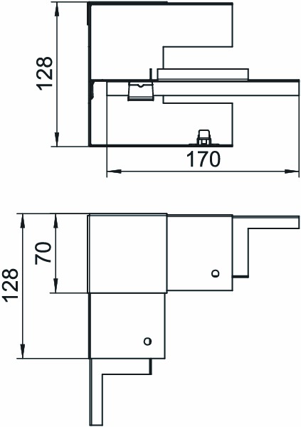 Inneneck GEB-K ST UT 70x70mm rws besch hfr RAL9010