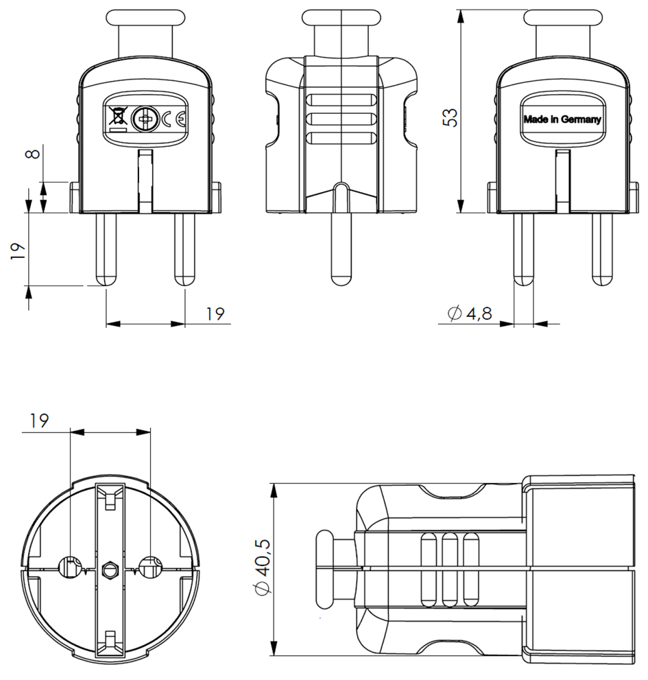 Schutzkontaktstecker 16A 250V Kst IP20 ger ws Schraubkl