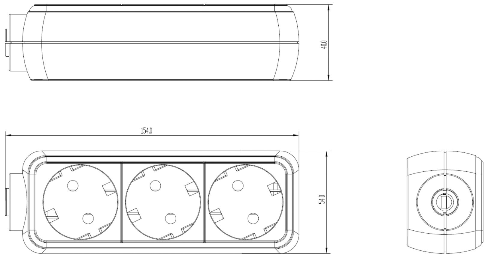 Steckdosenleiste 3f ws 1,5m 45° IP20 1,5qmm