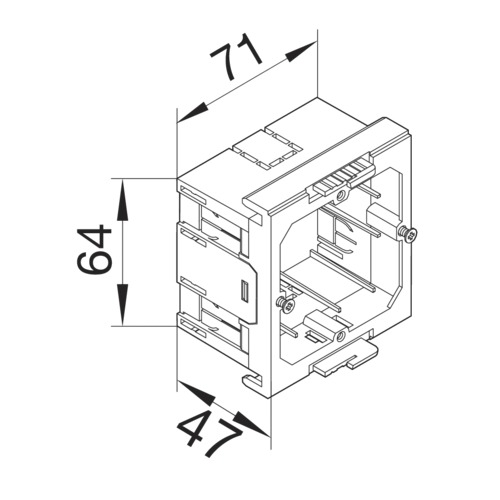 Geräteeinbaudose GEB-K 1f Front 60mm Tragring/bügel rast geschl