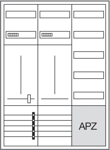 Komplettschrank AP/UP 2Z 1stö 3Feld IP44 SS_5p 1100x800x205mm