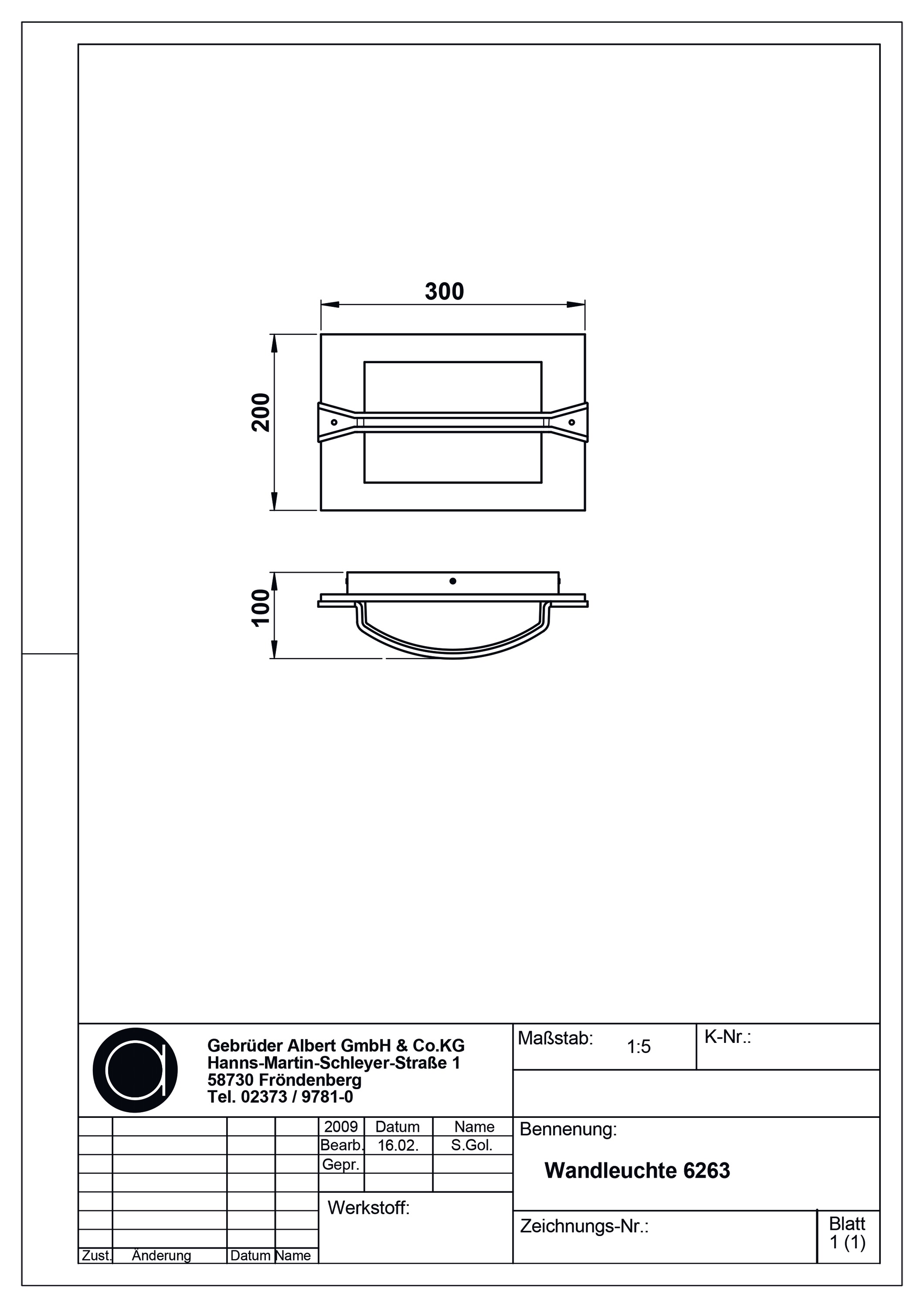 Glasleuchte 75W HV br IP44 E27 300x200x100mm