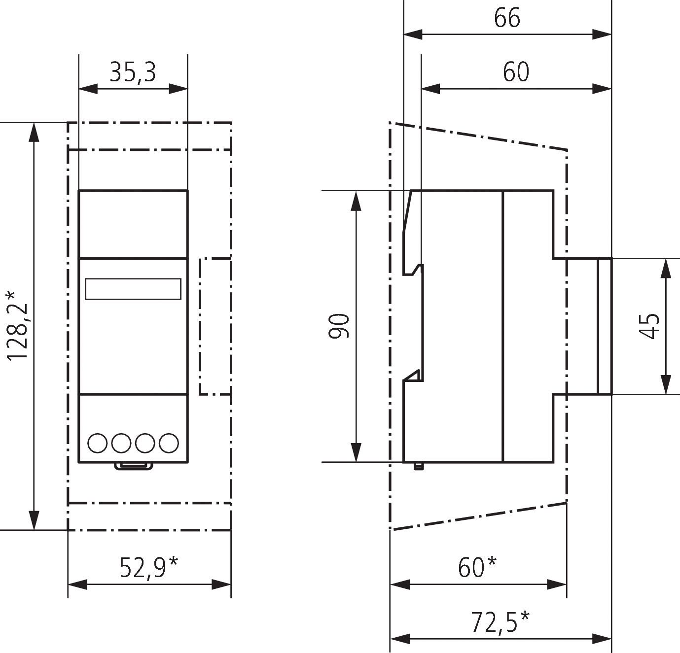 Betriebsstundenzähler analog REG DC 24V 99999h IP65 netzsync