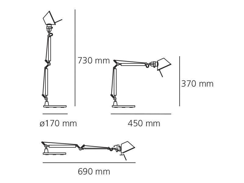 Schreibtisch 46W HV Tolomeo E14 alu 230V m.Schalt