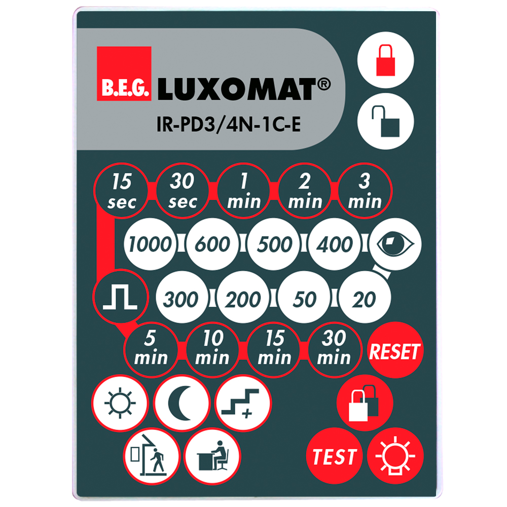 BEG 93110 IR-PD3/4N-1C-E grau/rot Handsender für Bewegungsmelder Zubehör