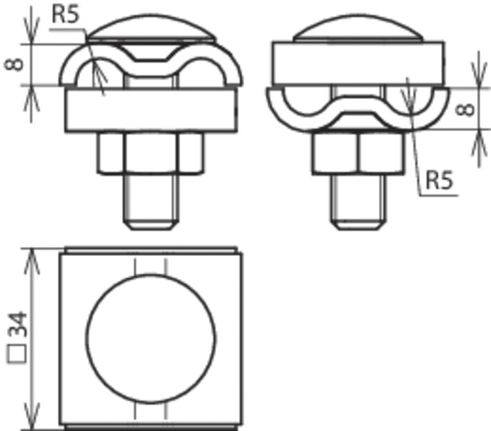 T/Kreuz/Parallelverbinder V2A unbeh Edelstahl (V2A) SKT-Schr Ø8,0-10,0mm