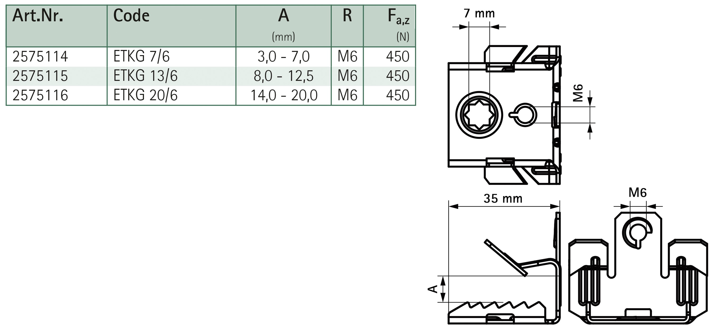 Trägerklammer M6 8-12,5mm Federst besch