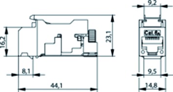 Modular-Buchse Cat6A RJ45 22-26AWG Litze Feldkonf Schirm massiv Schneidklemme IDC