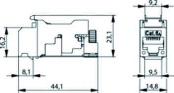 Modular-Buchse Cat6 RJ45 27-22AWG Schirm Feldkonf Litze massiv Schneidklemme IDC