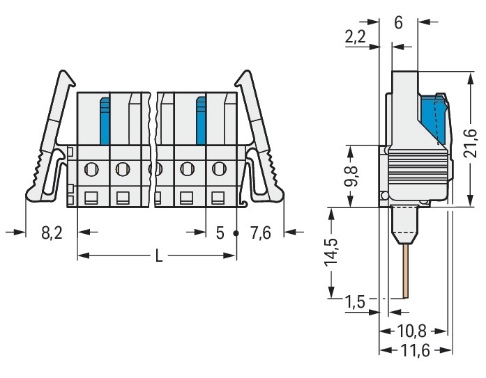 Verbindungsklemme 3p lgr Serie 722 12A Thermopl 5mm Steckanschl