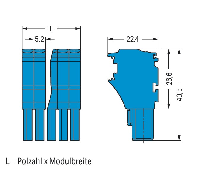 Verbindungsklemme 11p bl Serie 2022 24A 0,25-4qmm Thermopl 57,2mm Federzugans