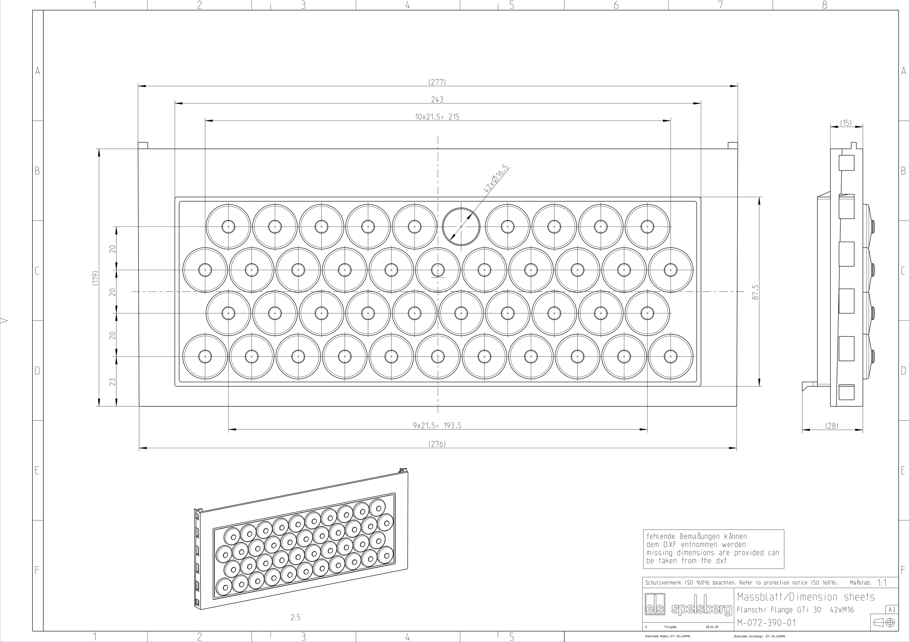 Einführungsflansch Kst 300x110mm Nippel unbeh Vorprägungen