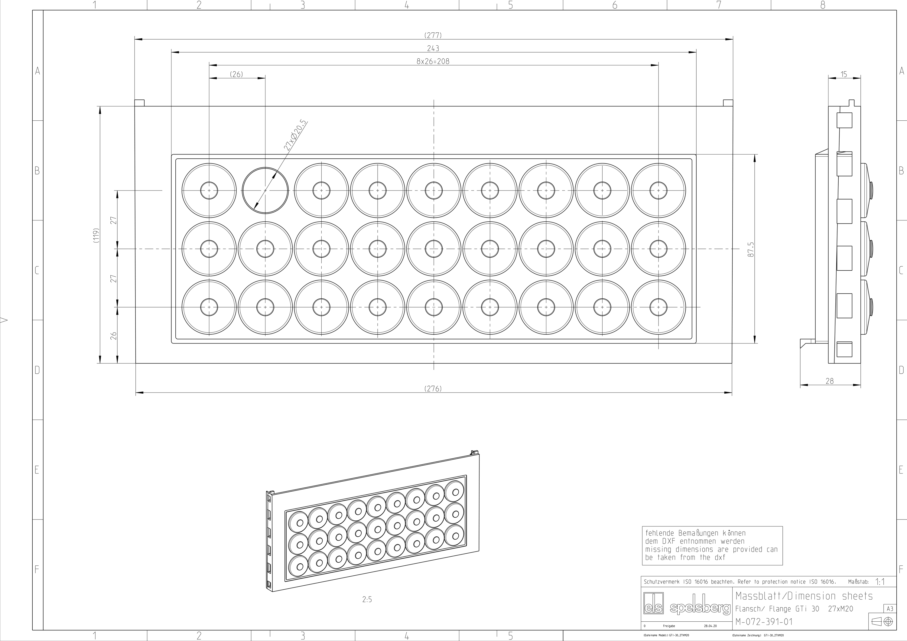 Einführungsflansch Kst 300x110mm Nippel unbeh Vorprägungen