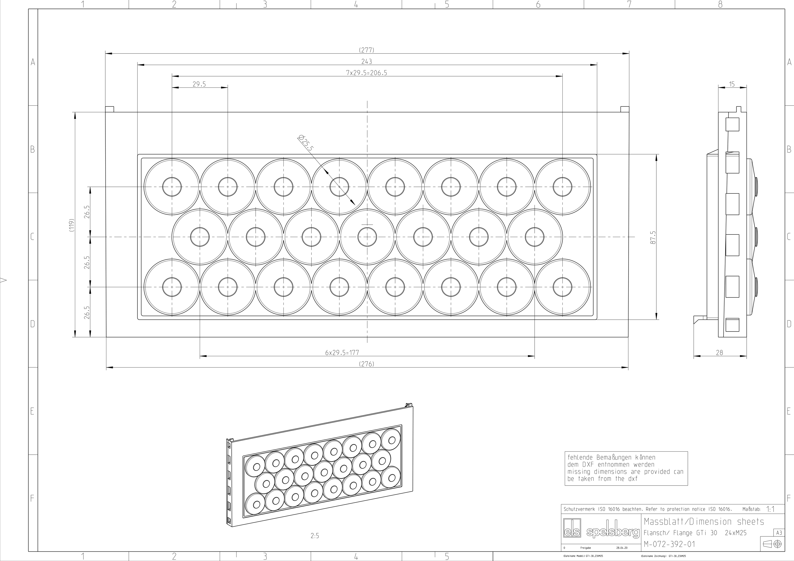 Einführungsflansch Kst 300x110mm Nippel unbeh Vorprägungen