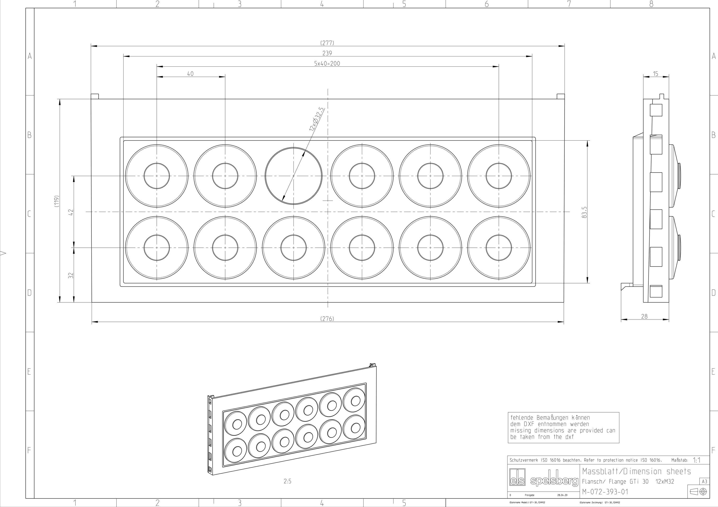 Einführungsflansch Kst 300x110mm Nippel unbeh Vorprägungen