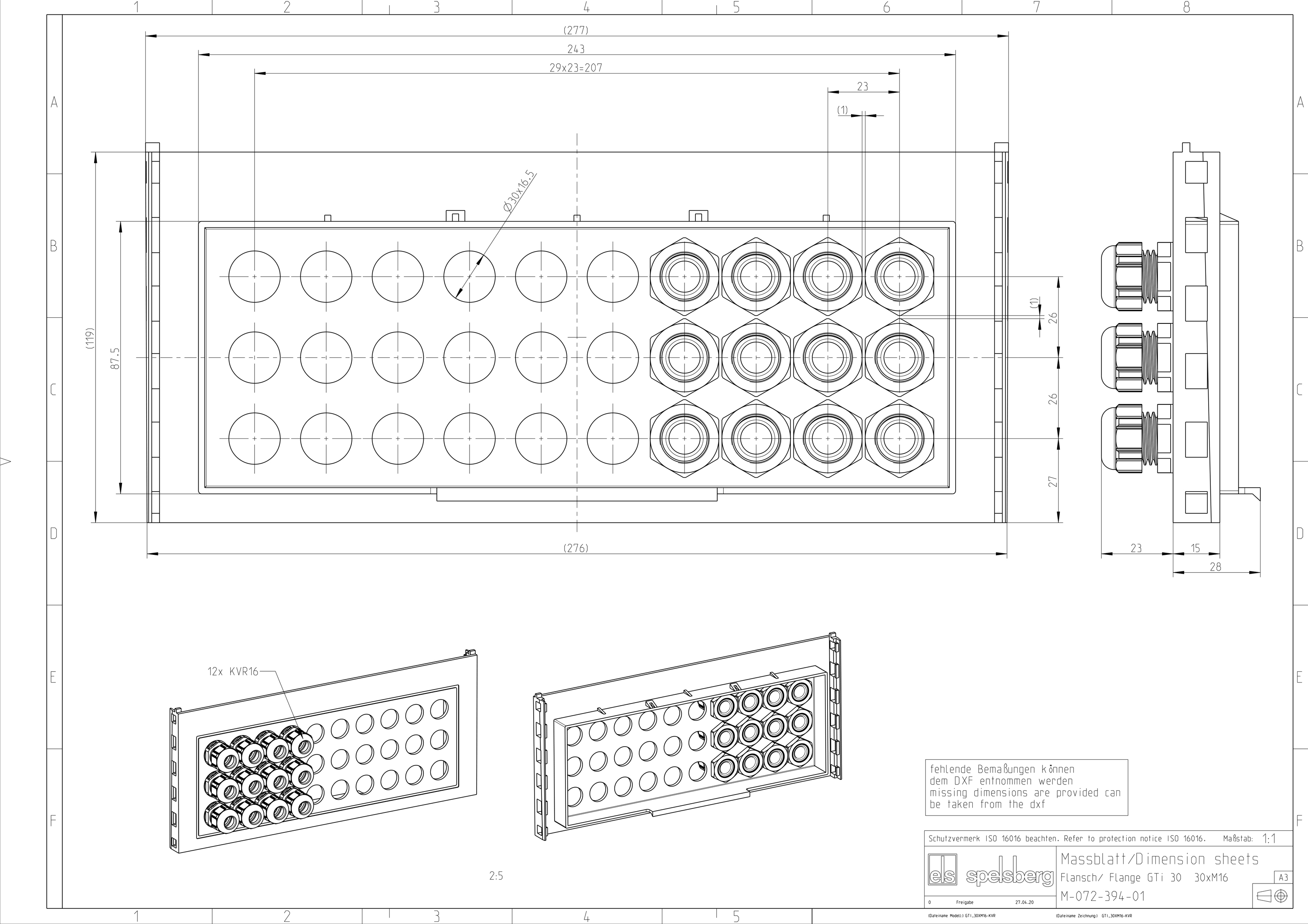 Einführungsflansch Kst 300x110mm Nippel unbeh Vorprägungen