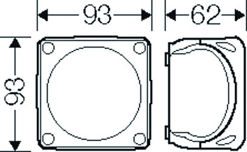 Abzweigdose IP66 2,5qmm 93x93x62mm gr Kst Wand/Decke hfr