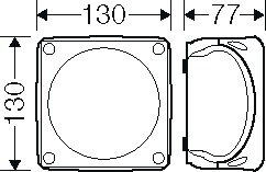 Abzweigdose IP66 6qmm 130x130x77mm gr Kst Wand/Decke hfr