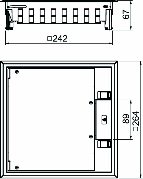 Geräteeinsatz Kst quadrat 3f gr RAL7011 m.Belagaussp 5mm Belagschutzrahm