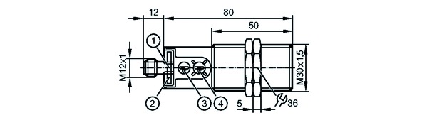 Näherungsschalter kapa DC Zylinder_Gew Steck-M12 PNP 25mm 10-30V n.bündig 40Hz