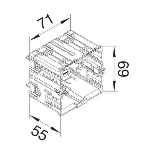 Geräteeinbaudose GEB-K 1f Rückwand 60mm Tragring/bügel schraub geschl