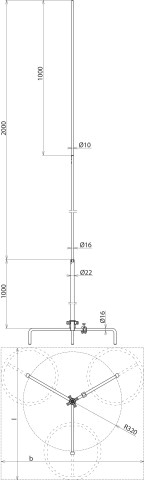 Fangstange Stativ 3000mm Ø22mm Alu unbeh