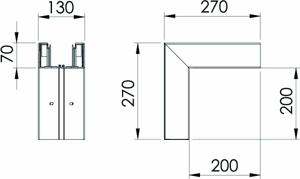 Außeneck GEB-K 70x130mm UT 90° Kst rws RAL9010 hfr unbeh