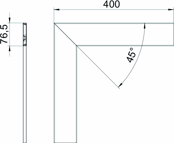 Oberteil GEB-K Kst rws 76,5x2000mm unbeh hfr glatt RAL9010