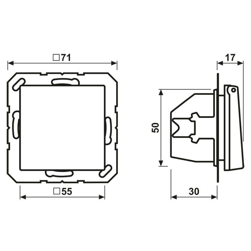 Steckdose 1f alu A UP Klappd IP20