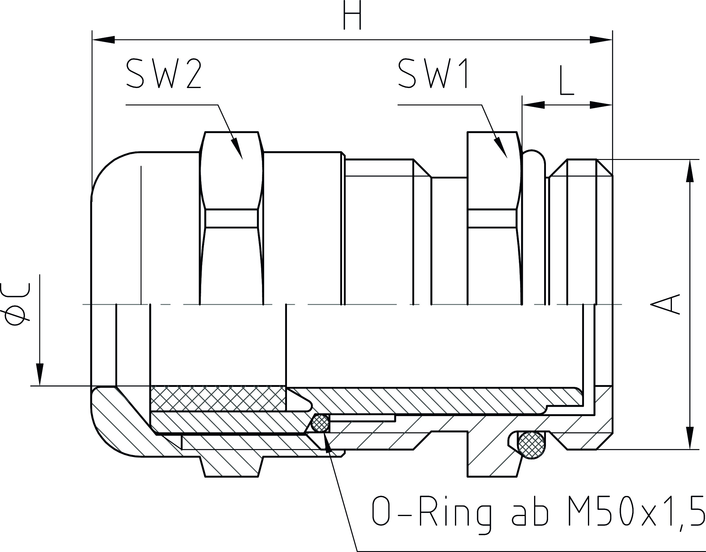 Kabelverschraubung M16 V2A natur unbeh 5mm IP68 Edelstahl (V2A) ger