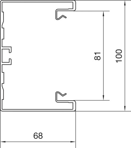 Geräteeinbaukanal Alu 100x68mm natur anod/elox GEB-K 5800qmm 2000mm