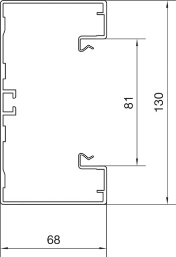 Geräteeinbaukanal Alu 130x68mm natur anod/elox GEB-K 6900qmm 2000mm