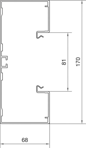 Geräteeinbaukanal Alu 170x68mm natur anod/elox GEB-K 9100qmm 2000mm