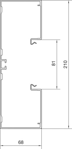 Geräteeinbaukanal Alu 210x68mm natur anod/elox GEB-K 11300qmm 2000mm