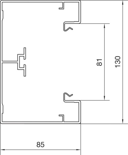 Geräteeinbaukanal Alu 130x85mm natur anod/elox GEB-K 5040qmm 2000mm