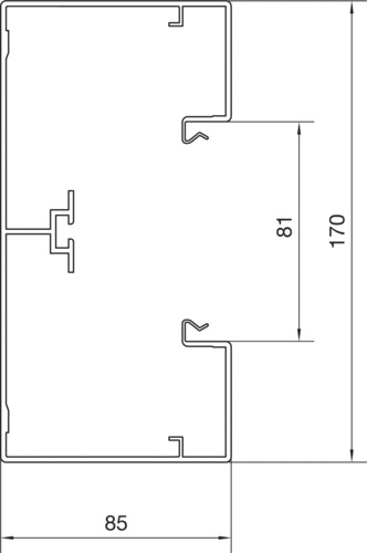 Geräteeinbaukanal Alu 170x85mm natur anod/elox GEB-K 8280qmm 2000mm