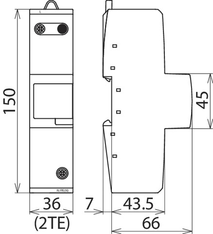 Kombi-Ableiter TS35 1p TN TN-C TN-C-S TN-S TT Hutschiene TH35 Netzform TN 2TE